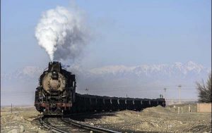 Steam locomotive at Sandaoling